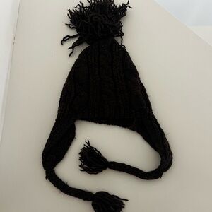 Cozy Dark Brown Knit Pom-Pom Hat